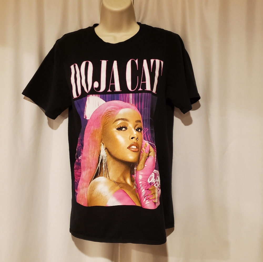 Womens Doja Cat Rap Music Black T Shirt Top Tee Shirt Size M Cotton